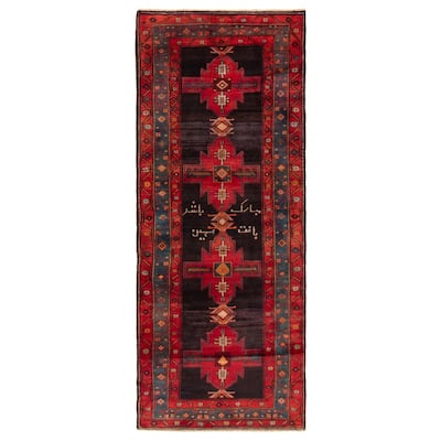 ECARPETGALLERY Hand-knotted Andelz Black, Red Wool Rug - 3'9 x 9'5
