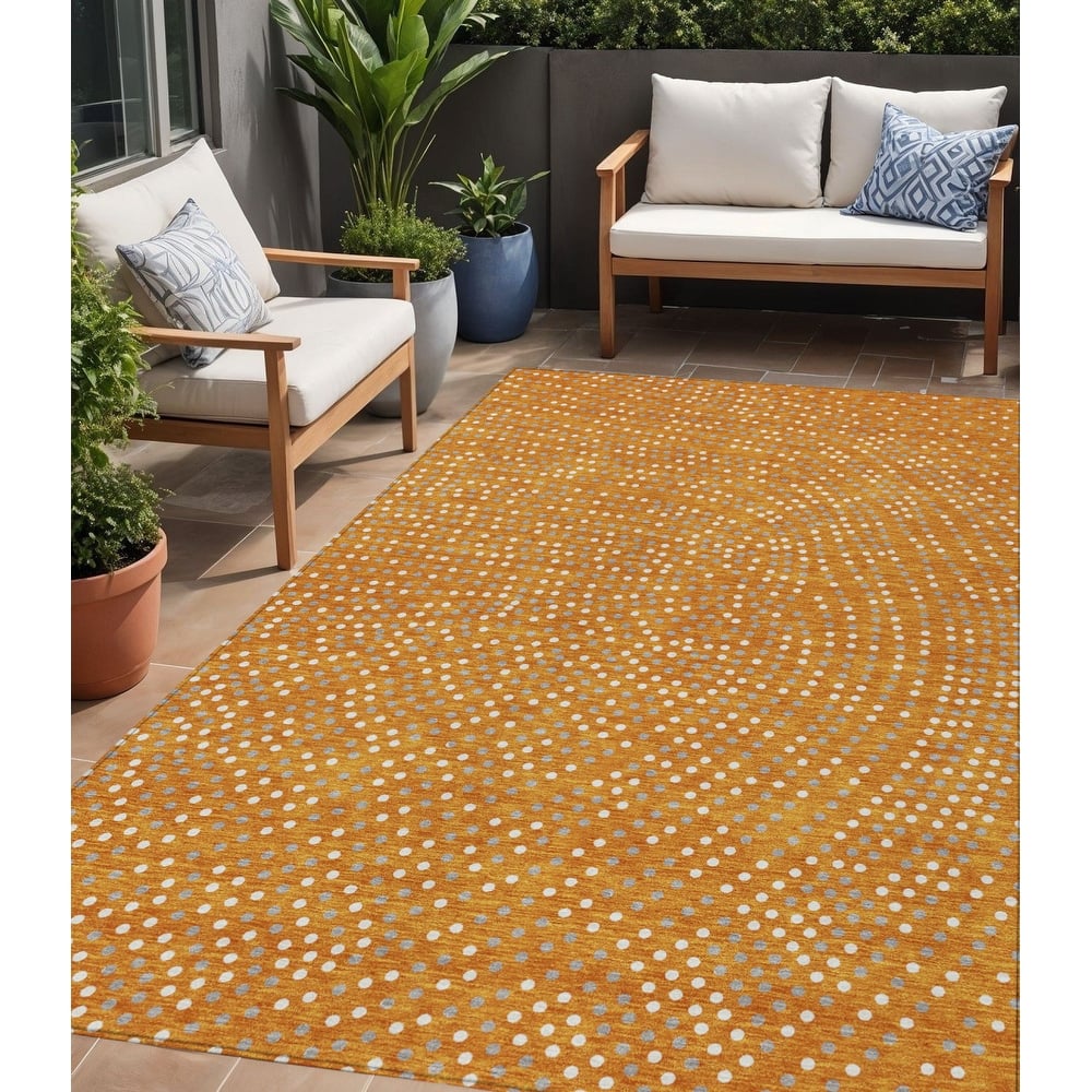 HomeRoots Polka Dot Transitional Rectangle Outdoor Rug