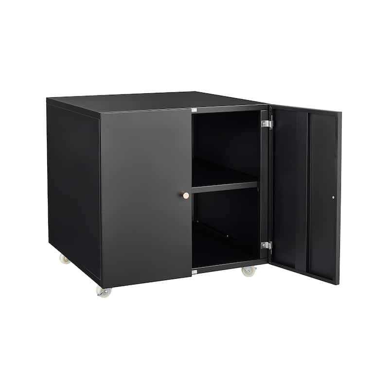 Modern File Cabinet Printer Cabinet with 360° Lockable Casters, Waterproof and Adjustable Shelves, for Office Home Garage