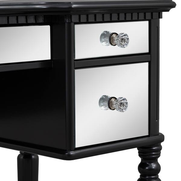 black mirrored dressing table Classic Dressing Table, Black/White Color, Providing a Large Mirror, D   Mondeer