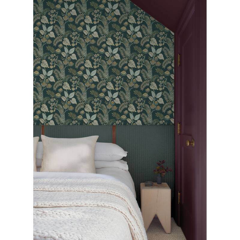 Chris Loves Julia x A-Street Prints Geneva Sea Green Peacock Paradise Wallpaper