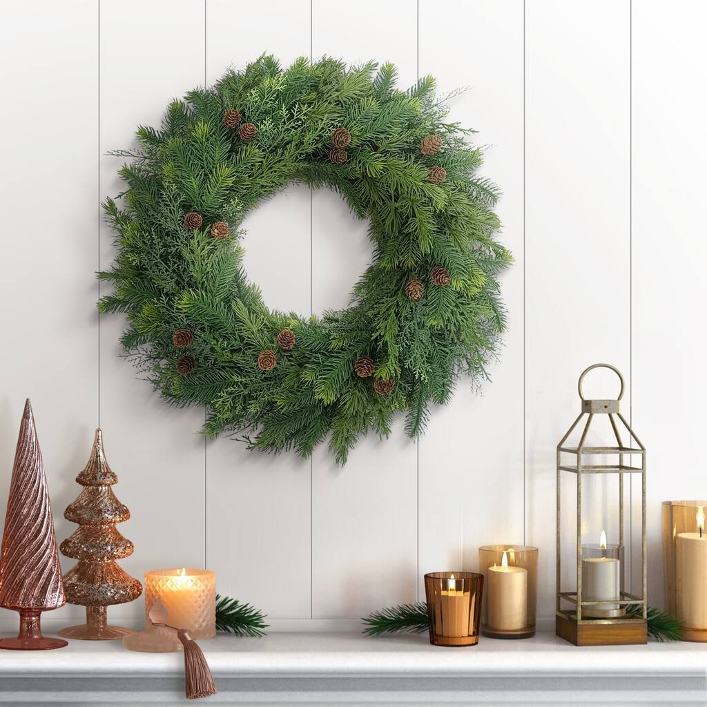Artificial Pine Christmas Wreath with Pinecones - 2' - Unlit