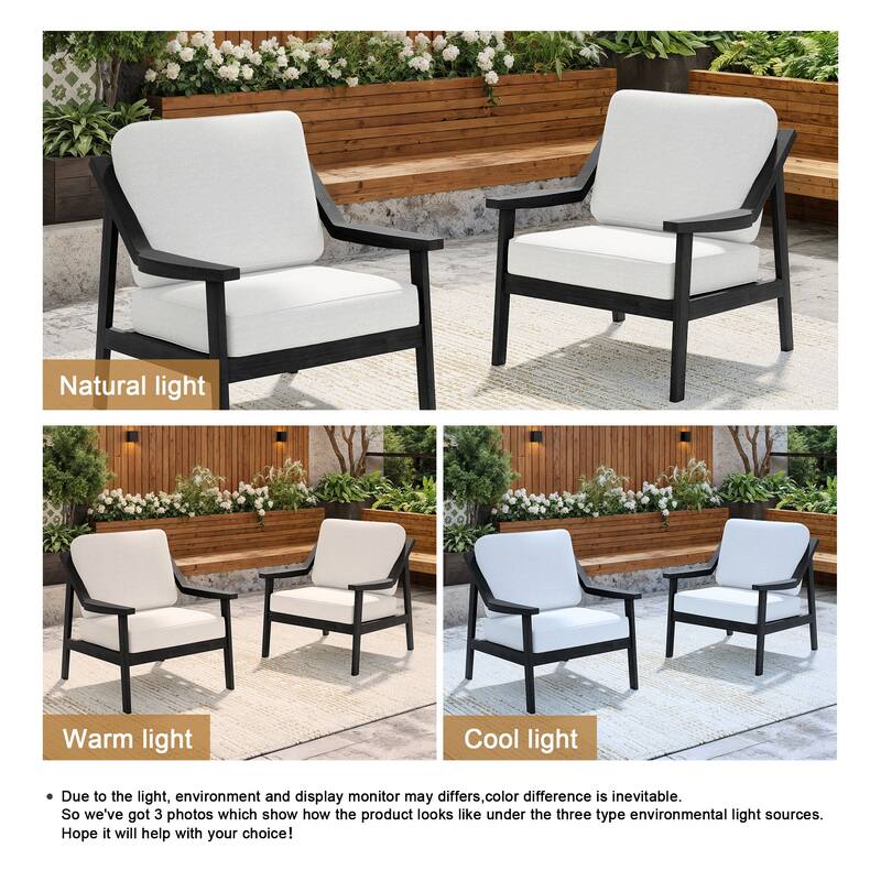 Solid Wood Outdoor Arm Chair Loveseat with Cushion