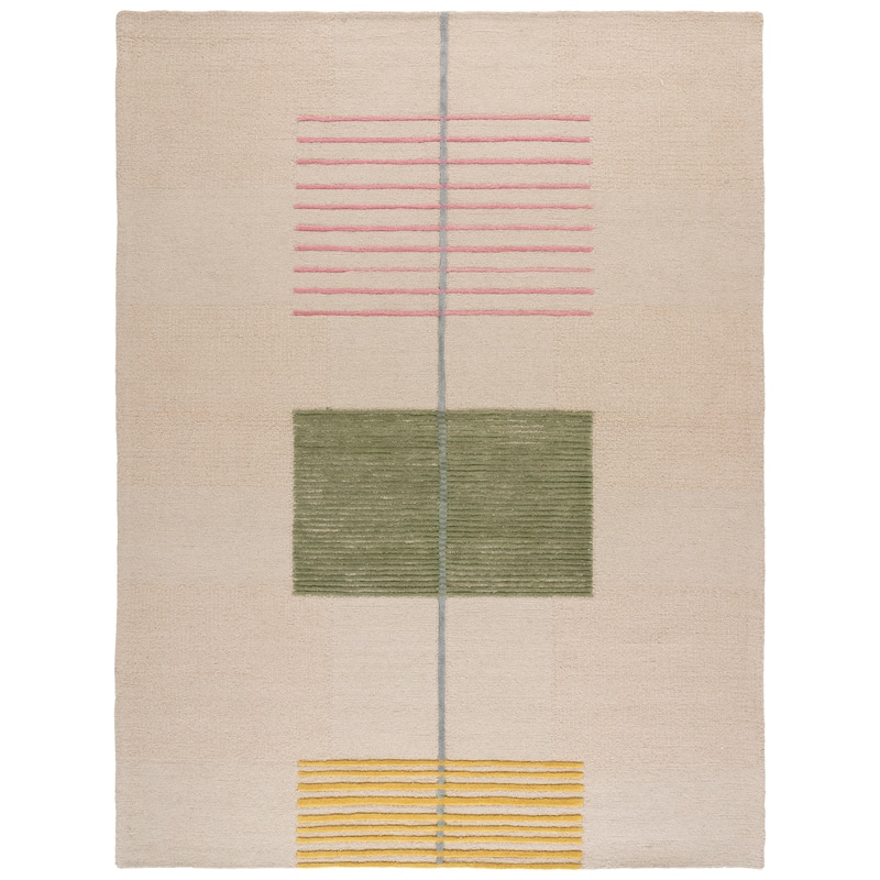 SAFAVIEH Handmade Genre Saide Mid-Century Modern Wool Rug - 9' x 12' - Beige/Green