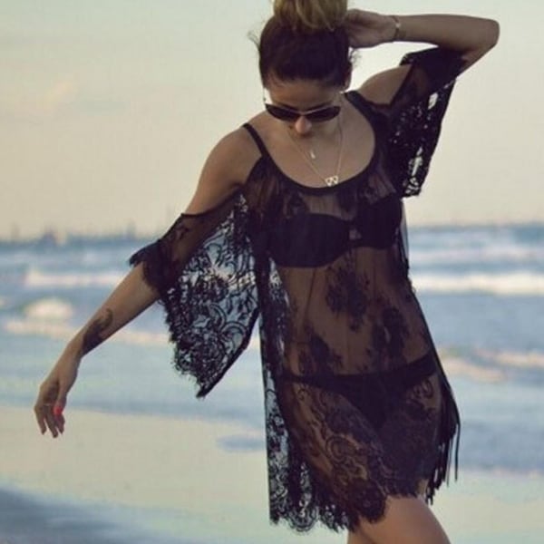 black lace beach dress