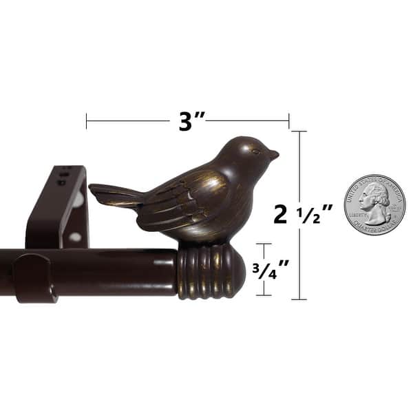 dimension image slide 1 of 11, Cute Bird Finial Adjustable Decorative Designer Curtain Rod