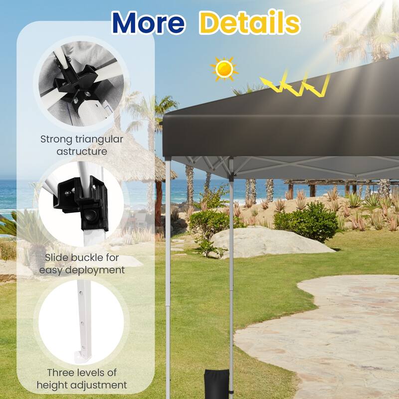 Pop Up Canopy Tent – Outdoor Shade Gazebo with Storage Bag & Sandbags,Easy Setup Canopy for Patio, Camping, Beach
