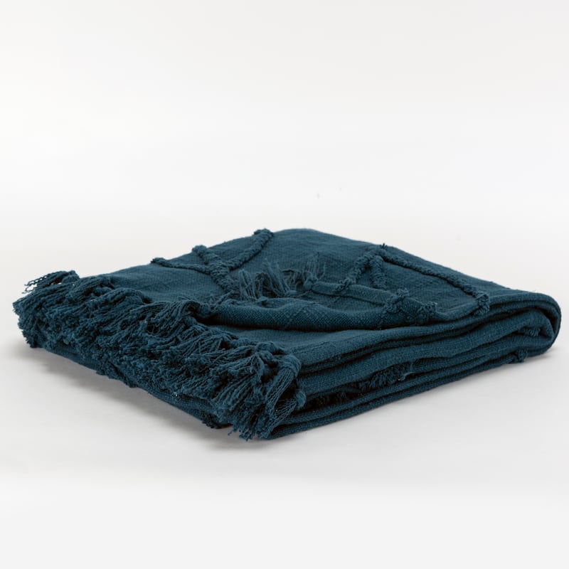 Rizzy Home Vining Botanical Textured Cotton Throw - Teal