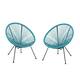 Anson Outdoor Steel Chairs w/ Hammock Rattan Seating (Set of 2) by Christopher Knight Home - Teal, Black
