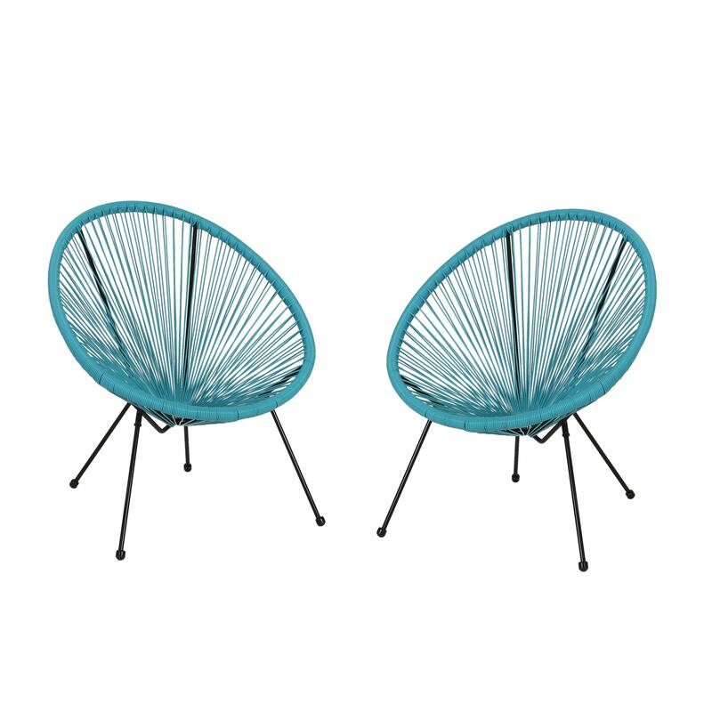 Anson Outdoor Steel Chairs w/ Hammock Rattan Seating (Set of 2) by Christopher Knight Home