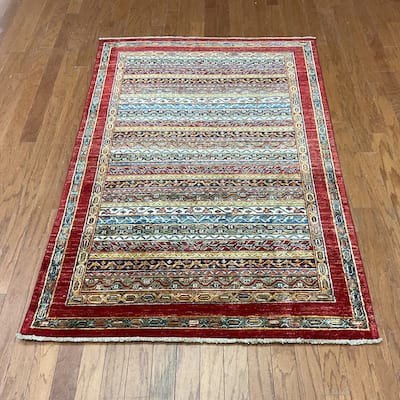 HERAT ORIENTAL Hand-knotted Super Kazak Khorjeen Design Wool Rug - 3'11" x 5'10"