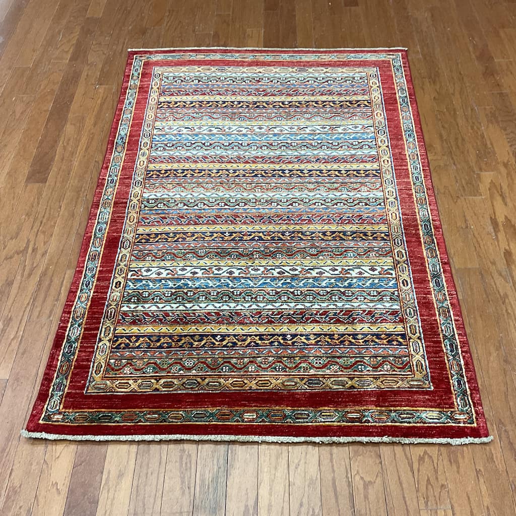 HERAT ORIENTAL Hand-knotted Super Kazak Khorjeen Design Wool Rug - 3'11" x 5'10"