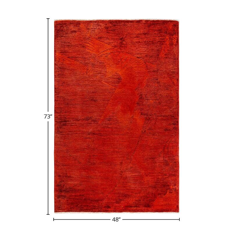 Vibrance, One-of-a-Kind Hand-Knotted Area Rug - Orange, 4' 0" x 6' 1" - 4' 0" x 6' 1"