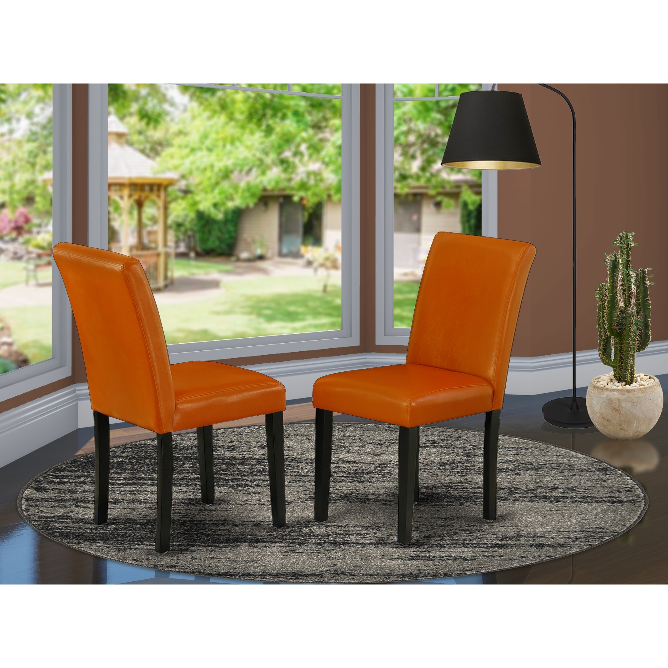 Shop East West Furniture Abp1t61 Abbott Parson Chair With Black Leg And Pu Leather Color Baked Bean Set Of 2 Overstock 28374927
