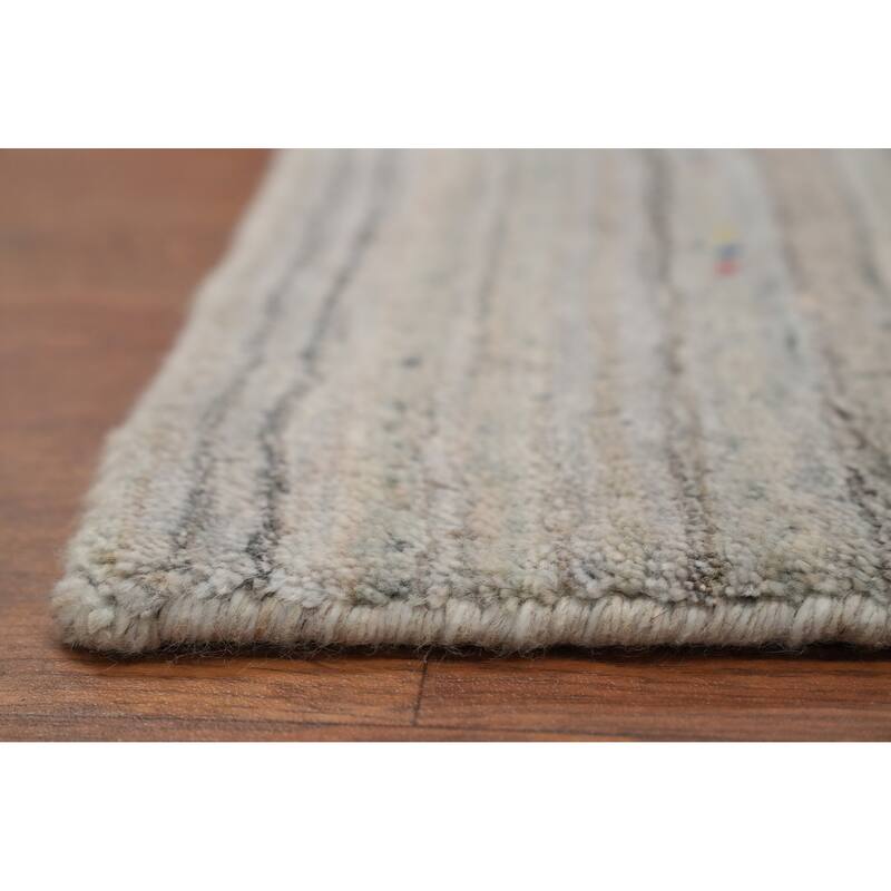 Hand Knotted Oriental Viscose Silk Carpet Tribal Animal Pictorial Beige & Ivories Gabbeh Area Rug - 9' 1'' X 9' 4''