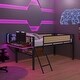 preview thumbnail 25 of 34, Twin Size Metal Loft Bed with Rectangular Desk, LED lights, Storage Shelves and Hanging Storage Compartments