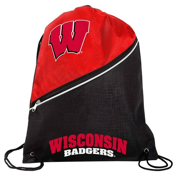 Wisconsin Badgers High End Diagonal Zipper Drawstring Backpack - Bed ...