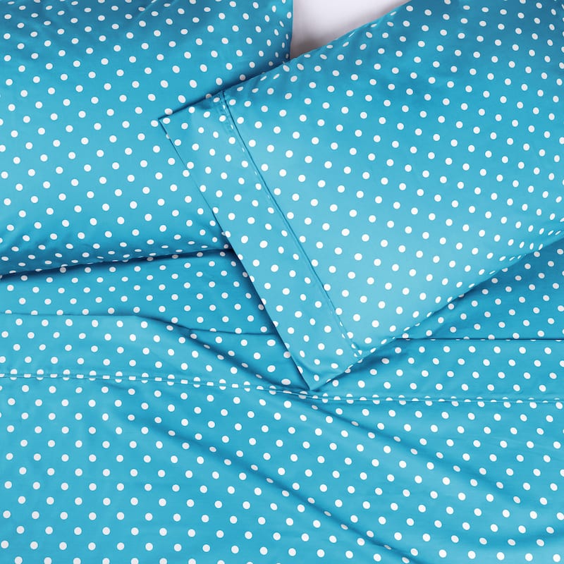 Superior Thread Count 600TC Cotton Blend Polka Dot Bed Sheet Set