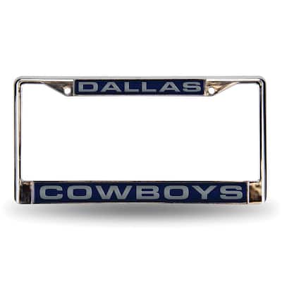 NFL Dallas Cowboys Blue Laser Chrome Acrylic License Plate Wall Frame