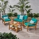preview thumbnail 6 of 19, Grenada 4-pc. Outdoor Wood Chat Set by Christopher Knight Home