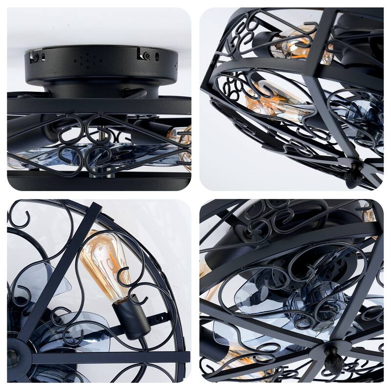 20Inch Farmhouse Ceiling Fans with Remote Control,6 Speed Reversible Flush Mount Low Profile Rustic Ceiling Fan - N/A