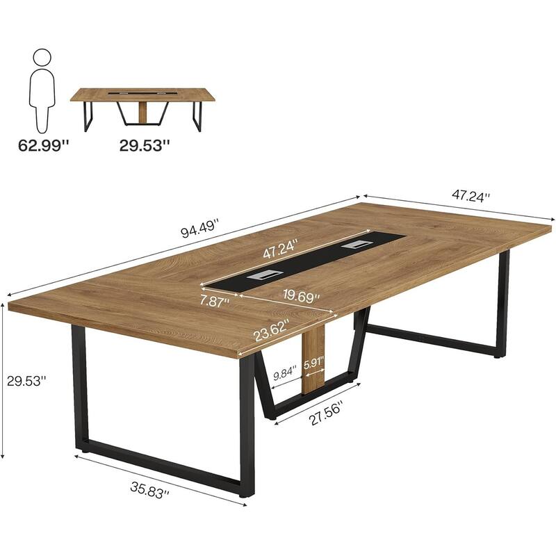 8FT Conference Table 94.49 Inches Large Meeting Table Podcast Table