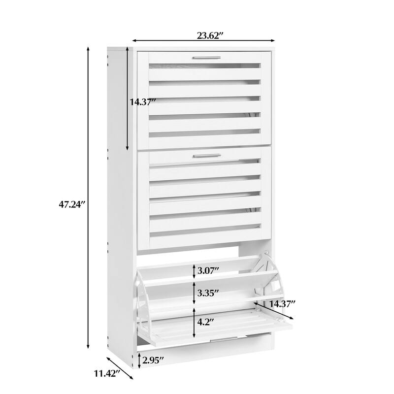 VECELO Shoe Storage Cabinet for Entryway with 3 Flip Drawers Slim Hidden Free Standing Organizer for Narrow Hallway
