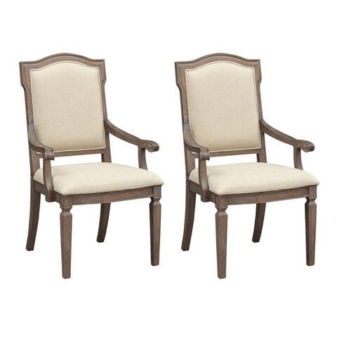 Somette Sussex Russet Brown Upholstered Dining Arm Chairs, Set of 2
