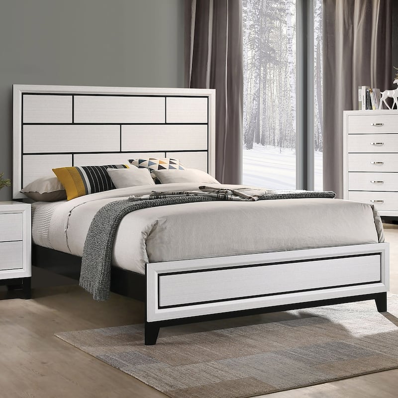 Furniture of America Lante Modern Two-Tone Design Panel Bed - White - Full
