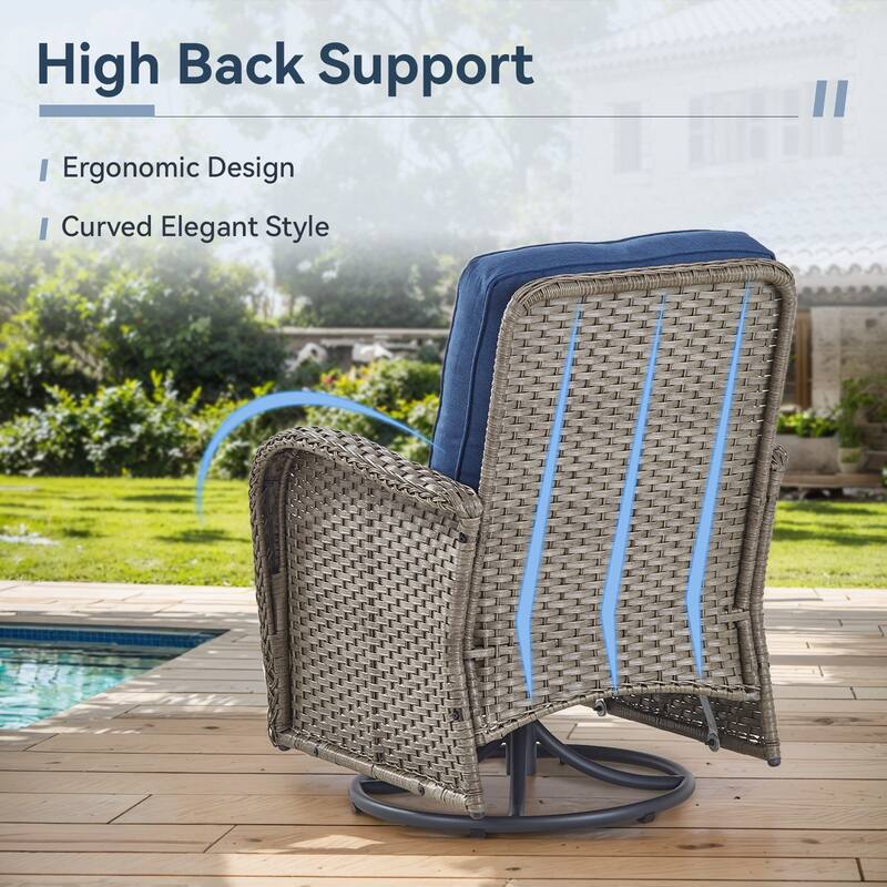 Gymojoy Patio Furniture Set Outdoor Wicker Swivel Glider Chairs Set