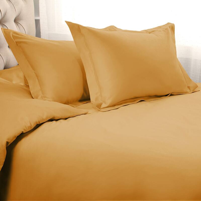 HomeRoots Gold King Cotton Blend 1200 Thread Count Washable Duvet Cover Set