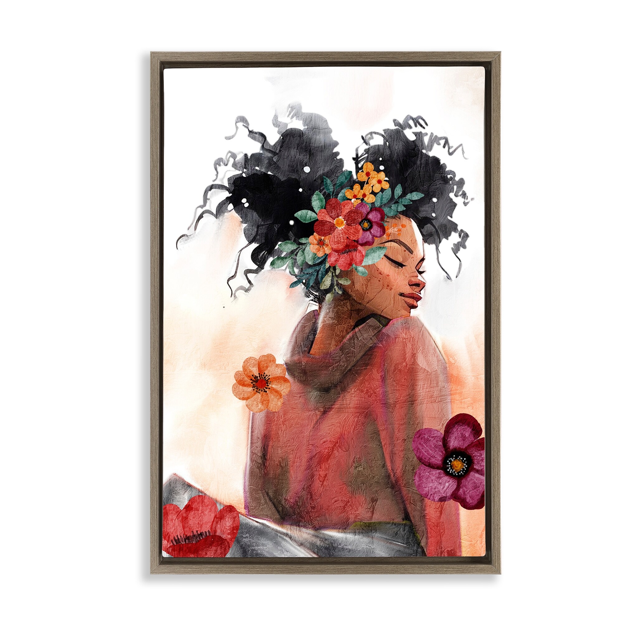 Stupell Dreams Female Portrait Framed Floater Canvas Wall Art Design By Kim Allen