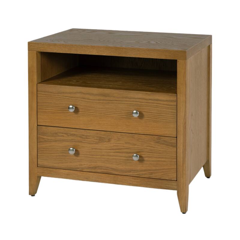 Dana 28 in. W Rectangular Wood 2 Drawer Nightstand with Top Shelf - Natural