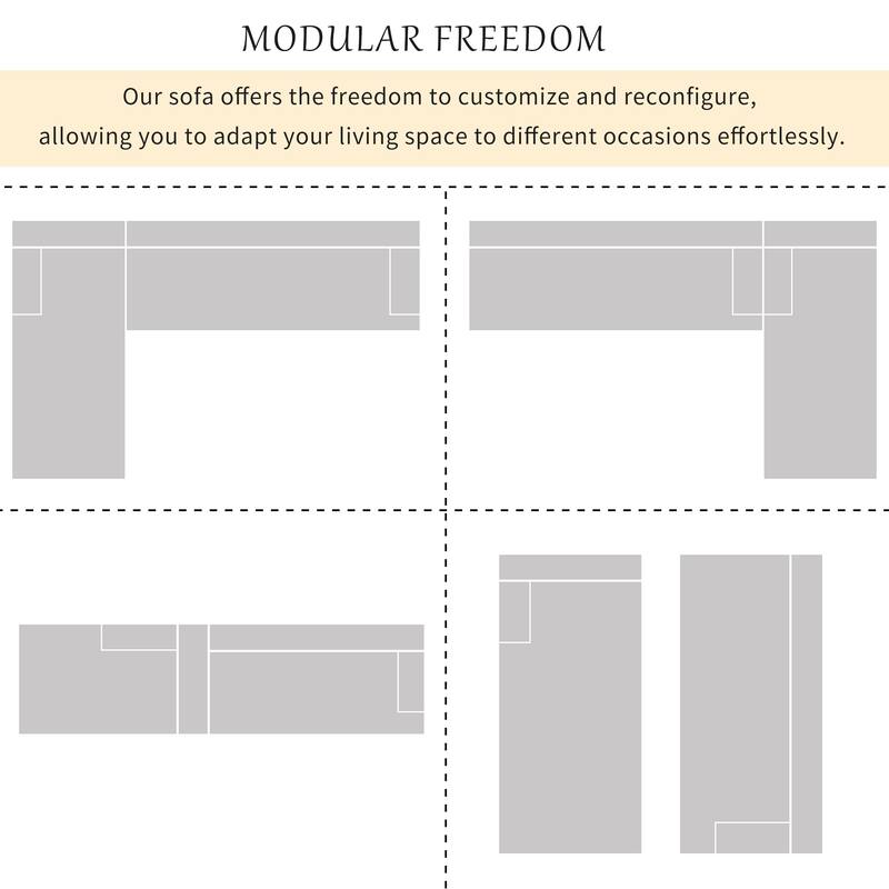 Modern Large L-Shape Modular Sectional Sofa, 2 Piece Free Combination, Beige Polyester