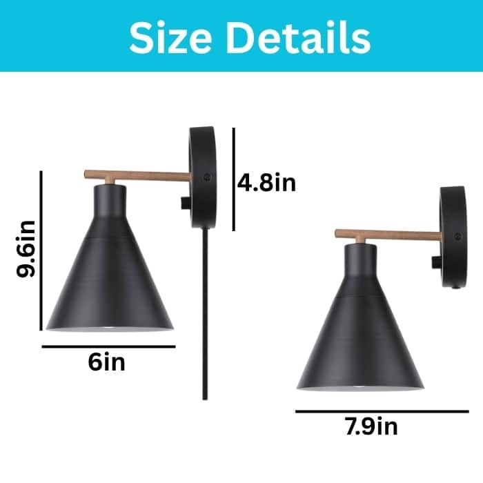 1 Light plug in wall sconce matte black, tristan sconce light metal wall lighting