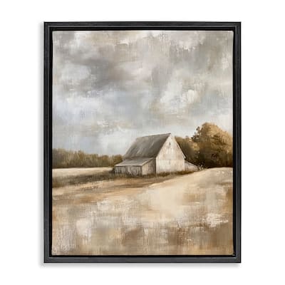 Stupell Cloudy Farm Landscape Framed Floater Canvas Wall Art Design By Petal Prints Design