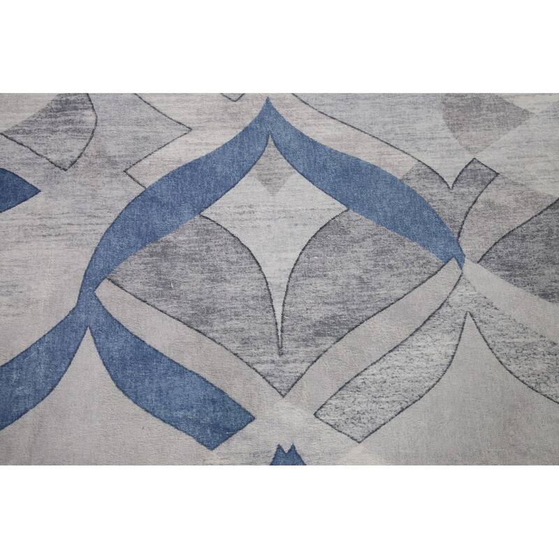 Grey Contemporary Printed Rug Oriental Machine-Made Washable Home Decor Carpet