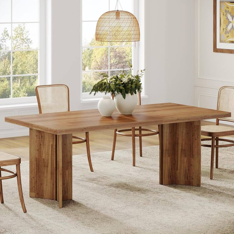 63-inch Rectangle Wooden Dining Table with Large Tabletop and Heavy Duty Legs for 4 to 6 People