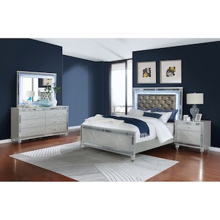 Gunnison Bedroom Set with LED Lighting Silver Metallic