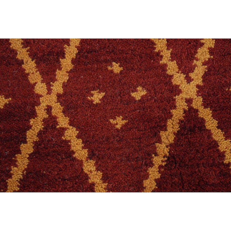 Hand Knotted Oriental 100% Wool Carpet Modern All-Over Oranges & Rust Moroccan Area Rug - 7' 9'' X 5' 0''