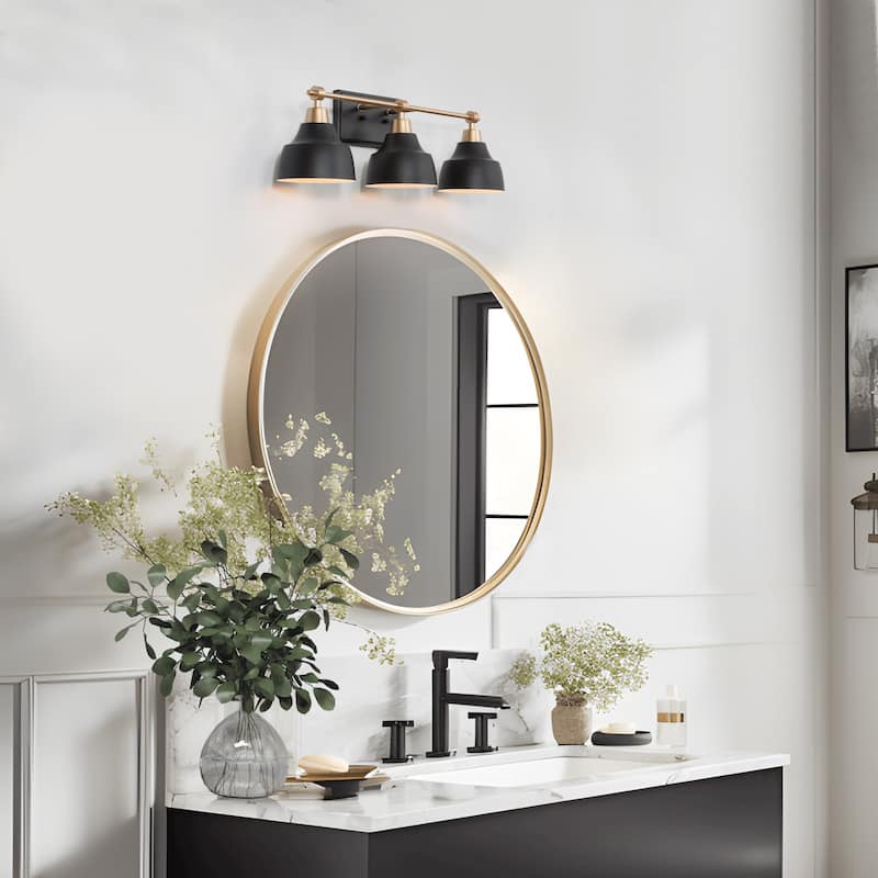 Modern Farmhouse Black Gold 3-Light Bathroom Vanity Lights Dimmable Wall Sconces