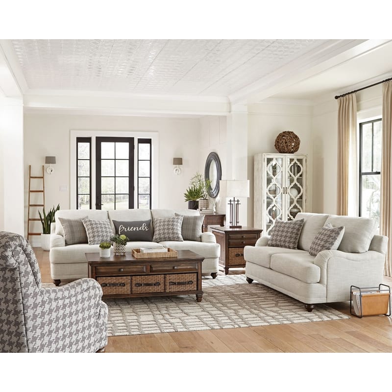 Glenn Farmhouse Fabric Upholstered English Arm Sofa