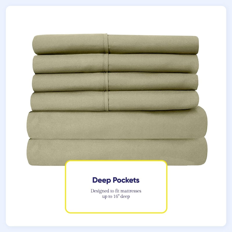Sweet Home Collection Split King 7 Piece Sheet Set, Deluxe Ultra Soft 1500 Series, Double Brushed Microfiber.