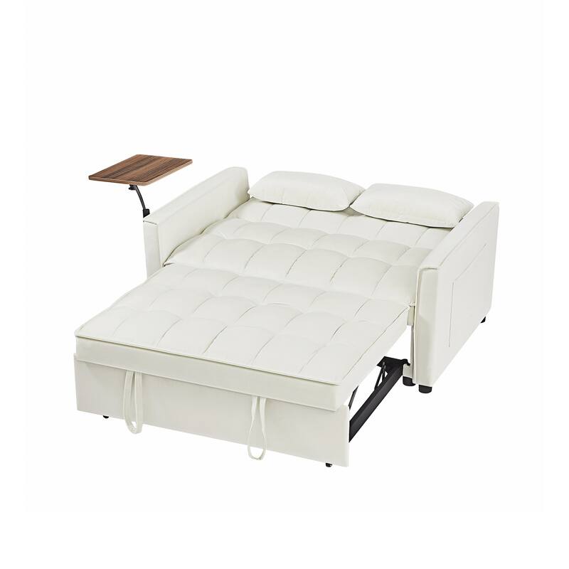 3-in-1 Convertible Sleeper Sofa Bed, Loveseat with Side Pockets, Small Lounge Sofa with Adjsutable Backrest and Lumbar Pillow