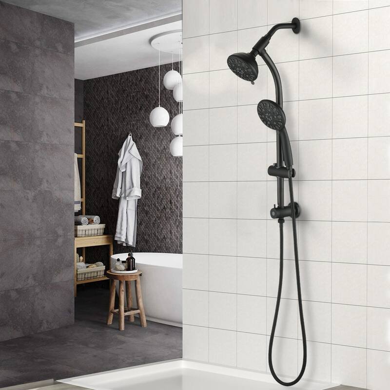 YASINU 26" Drill-Free Slide Bar Combo Rain Showerhead 7-Setting Spa System