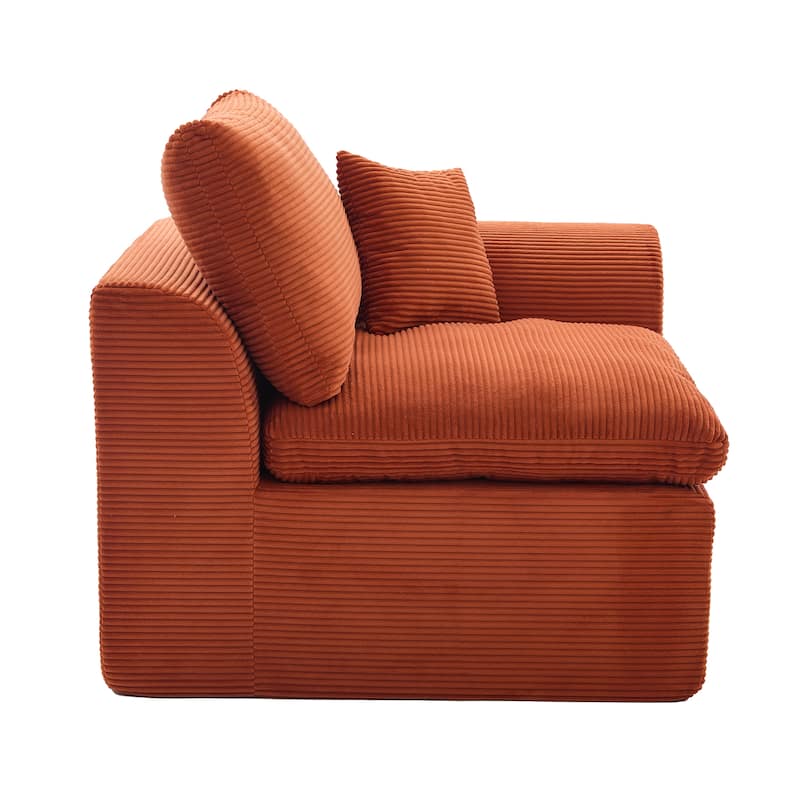 Modern 2-Seater Corduroy Cloud Sofa Modular 2-Piece Sectional Sofa with Removable Covers, for Living Room, Bedroom, Orange
