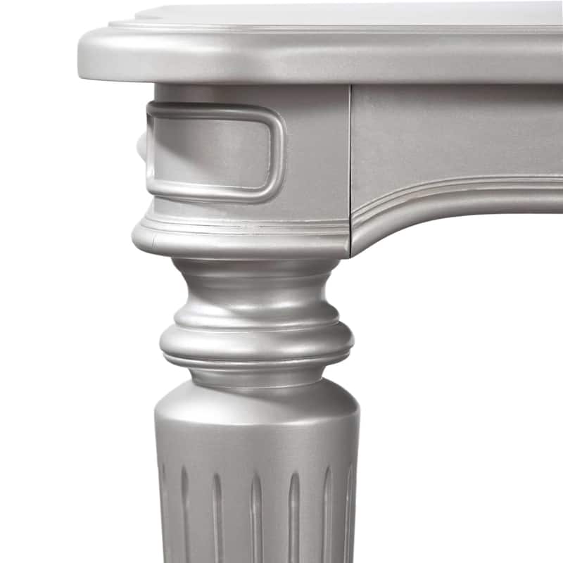 Rectangular Wooden Dining Table with Turned Fluted Legs
