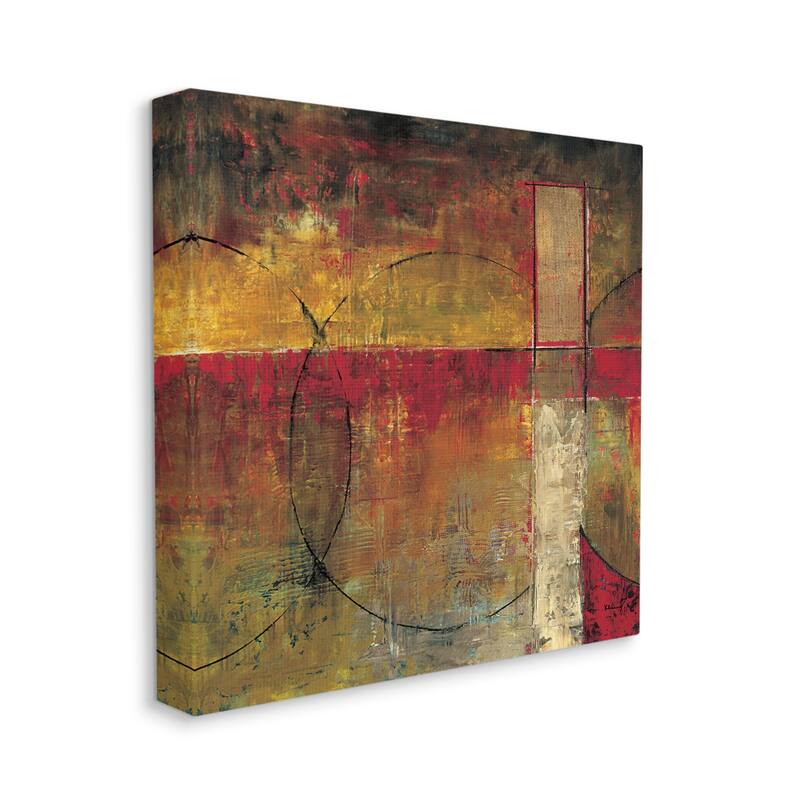 Stupell Warm Tone Abstract Shape Composition Red Brown Painting Canvas Wall Art