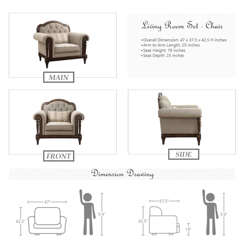 Tasse 3-Piece Living Room Set - Brown