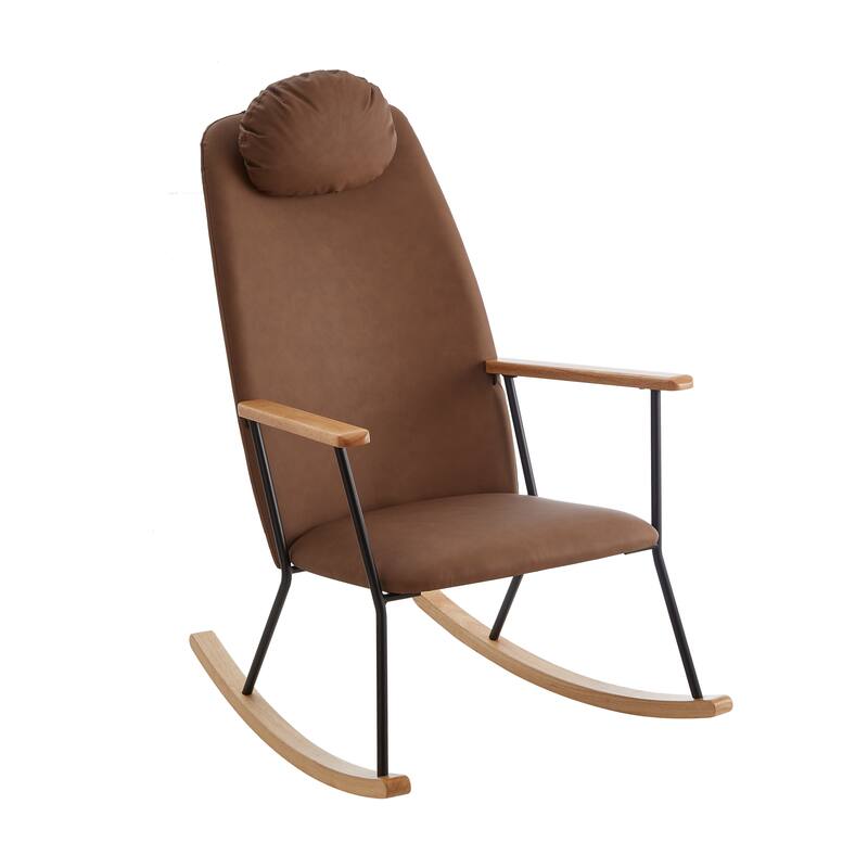 Accent Rocking Chair with Adjustable Headrest Pillow